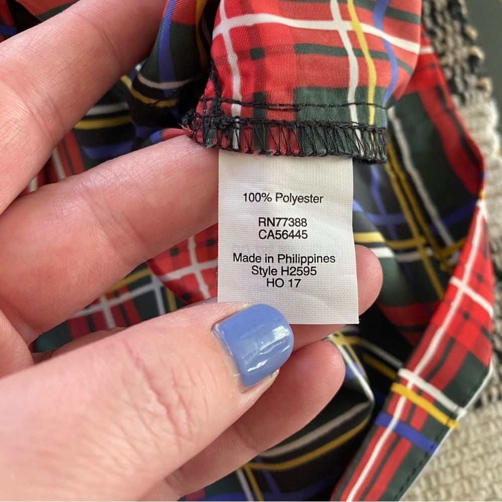 J. Crew Red Green Black Blue Tartan Christmas Holiday Plaid Ruffle Tank Top 0 - Picture 12 of 13